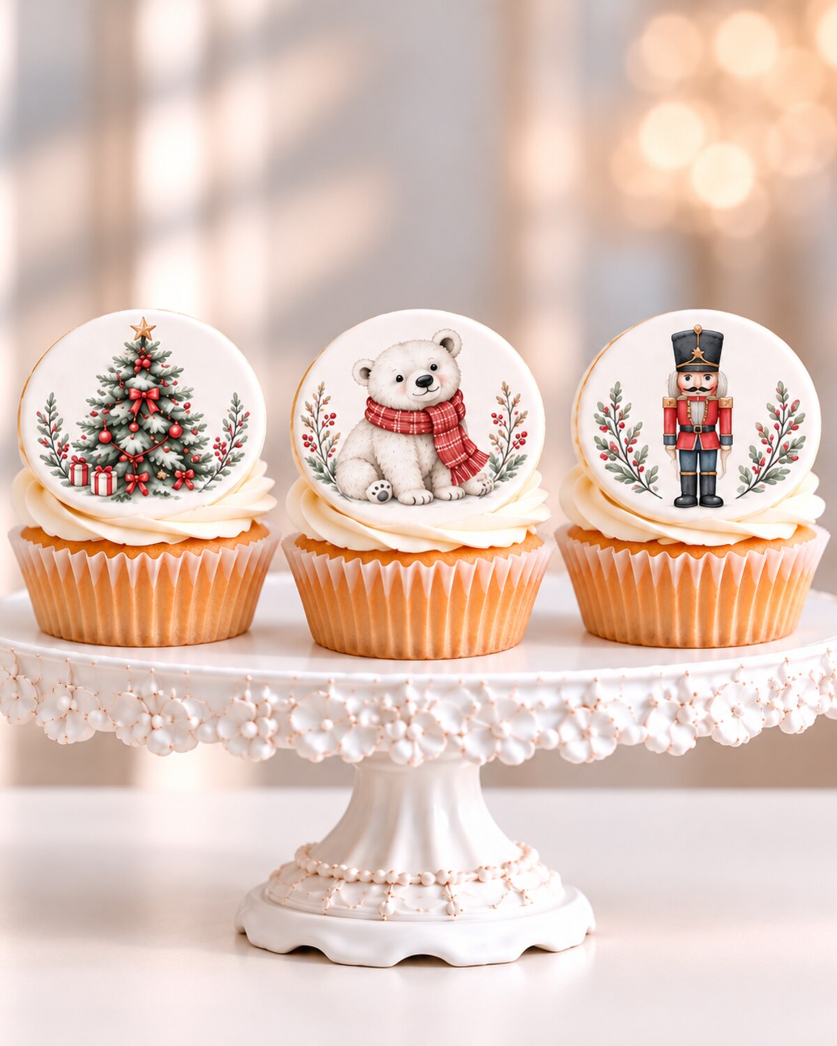 Christmas — edible fondant design on cupcakes